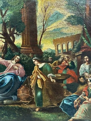 ANTIKES BAROCK ÖLGEMÖLDE DIE ANBETUNG CHRISTI 17/18 TES JHDT - Bild 1 von 4