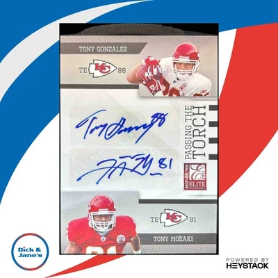 2011 Donruss Elite Tony Gonzalez Moeaki Passing the Torch 签名 /25 海盗 — 第 1/4 张图片