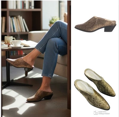 Revolve Raye Snakeskin Leather Mules Size 8.5 Excellent Condition  - Image 1 of 4