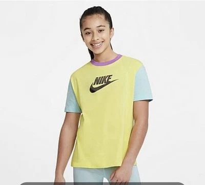 NEW Nike Kids Sportswear Girls Sz XL 18-20 Colorblock T-Shirt Top Fleece-Lined - Image 1 of 4