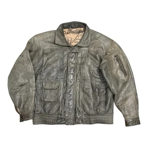 Vintage Crown Leather Motorcycle Jacket Mens Medium Brown Utility Classic Sport - Picture 1 of 18