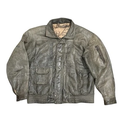 Chaqueta de moto vintage Crown de cuero para hombre mediana marrón utilitaria clásica deportiva Foto 1 de 4