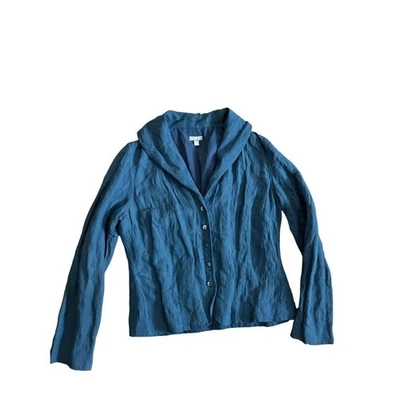 J. Jill Teal Chaqueta Blazer Ligera Botones Mezcla Lino Talla 10 Foto 1 de 4