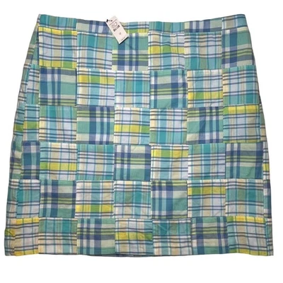 Talbots Patchwork Madras Plaid Blue Yellow Green Size 12 NWT Preppy - Image 1 of 4