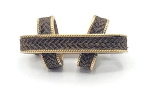 12K Gelbgold Trauer geflochtene Haar Brosche Anstecknadel, C405 - Bild 1 von 10