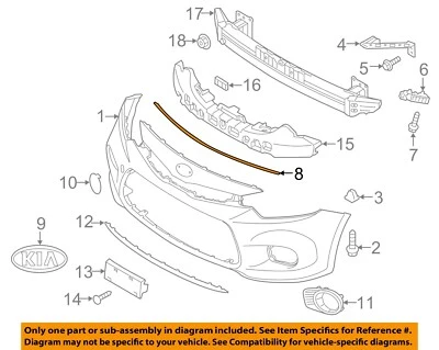 KIA OEM 14-16 Forte Front Bumper-Filler Strip 86357A7001 - Image 1 of 2