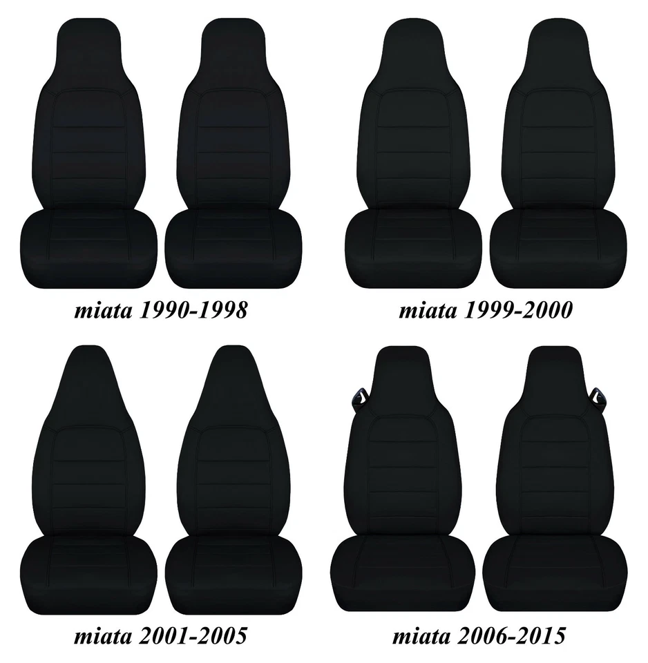 2 fundas de asiento de coche de algodón semi personalizadas negro sólido para Mazda Miata 1990-2015 Foto 1 de 1