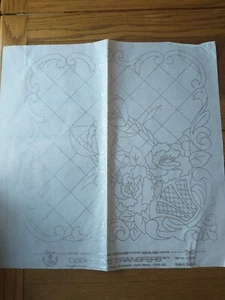 Vintage Deighton's Silver-Tex ENGLISH Quilting Transfer: Basket of Flowers 17" - Picture 1 of 3