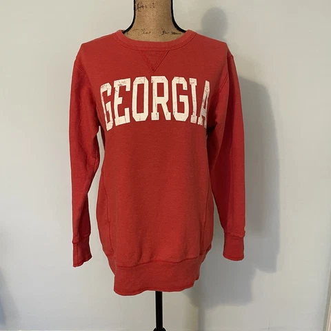 University of Georgia Sweatshirt Bulldogs Dawgs UGA Vintage Style Faded Red S Cover