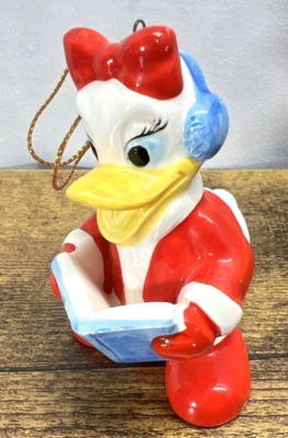 Vintage Disney Christmas Daisy Duck Caroling Ceramic Santa Figurine Japan - Image 1 of 4