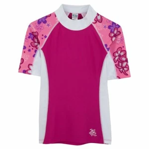 NWT Tuga Girls 2-Piece Short Sleeve Swimsuit Set (UPF 50-),Blossom Pink, 6/7 yrs - Picture 1 of 4