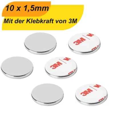 MAAJEEKUTO Neodym Magnete Selbstklebend Magnet Scheiben N42 3M Klebestreifen Stark Haftend