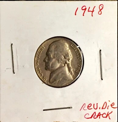 1948-P ERROR JEFFERSON NICKEL - LAMINATED PLANCHET ERROR - Image 1 of 2