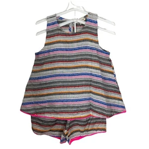 Tucker + Tate Short Set Multicolored Girls Size 8 Horizontal Stripes Embroidered - Picture 1 of 9