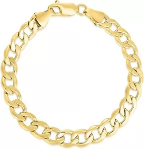 Floreo 10k Yellow Gold 8mm Hollow Cuban Curb Bracelet - Picture 1 of 6