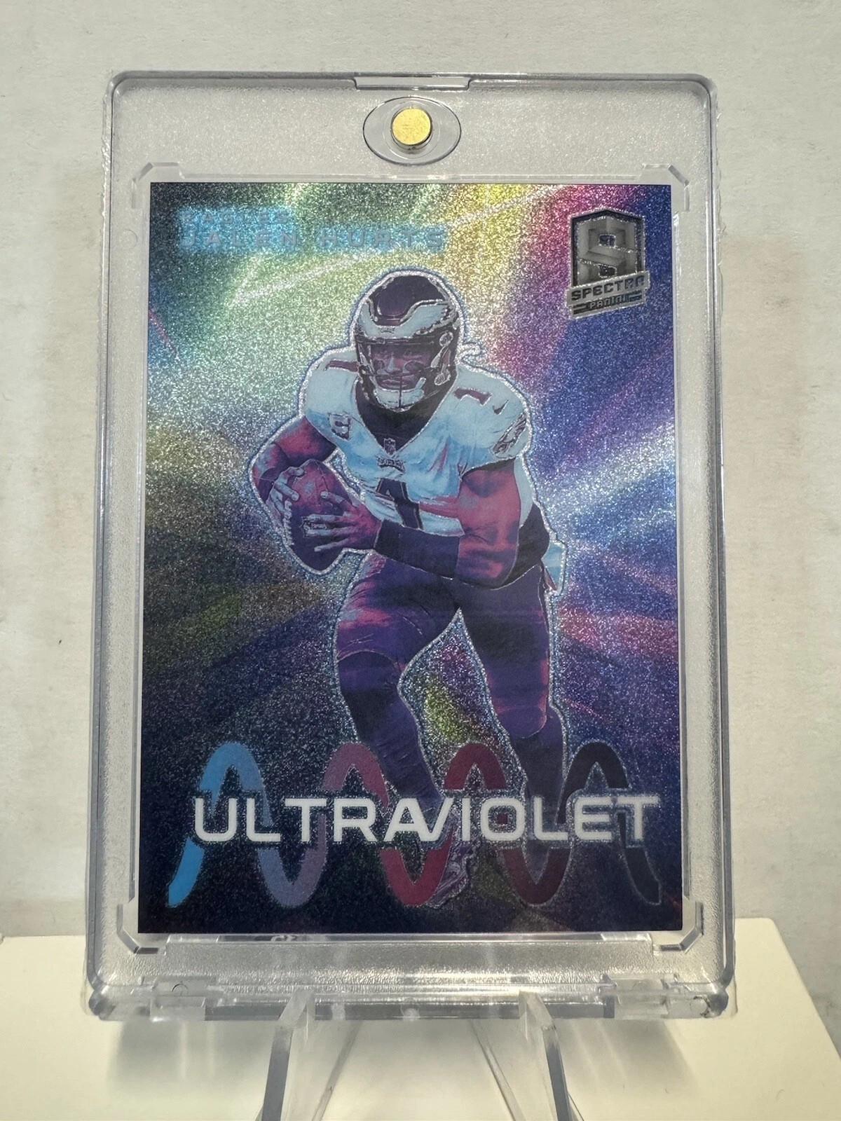 Jalen Hurts 2023 Panini Spectra Ultraviolet Case Hit SSP UV-JHU