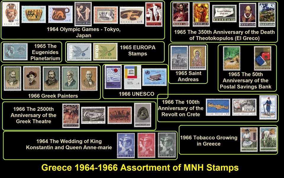 1964 - 1966 年希腊全新邮票分类。 — 第 1/1 张图片