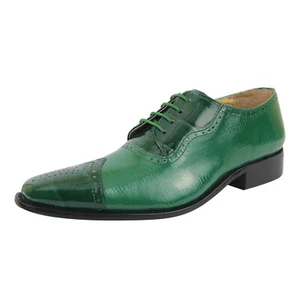 LIBERTYZENO Mens Genuine Leather Croco EEL Print Wingtip Oxford Dress Shoes - Picture 1 of 41