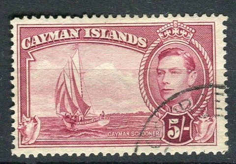 Cayman Islands KGVI 1938-48 5s crimson SG125a very fine used Cover