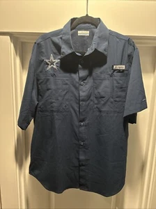 Dallas Cowboys Columbia PFG  Fishing Shirt Men's Medium Navy Blue Omni-Shade - Picture 1 of 3