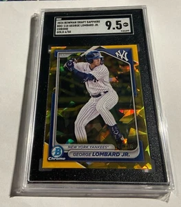 2024 Bowman Draft Chrome Sapphire George Lombard Jr. Gold /50 New York Yankees - Picture 1 of 2