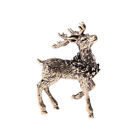 2PCS Pure Copper Deer Sculpture Ornaments Solid Brass Deer Miniature Figurin  WB