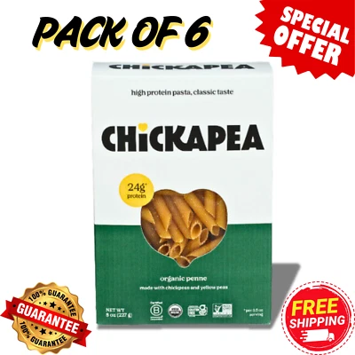 Chickapea Penne High-Protein Pasta 8 OZ Limited New Fast Ship Sale Pack Of 6 - Image 1 of 4