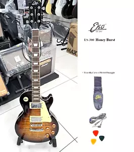 EKO LS300 Honey Burst CHITARRA ELETTRICA tipo LES PAUL con TRACOLLA e CAVO - Foto 1 di 7