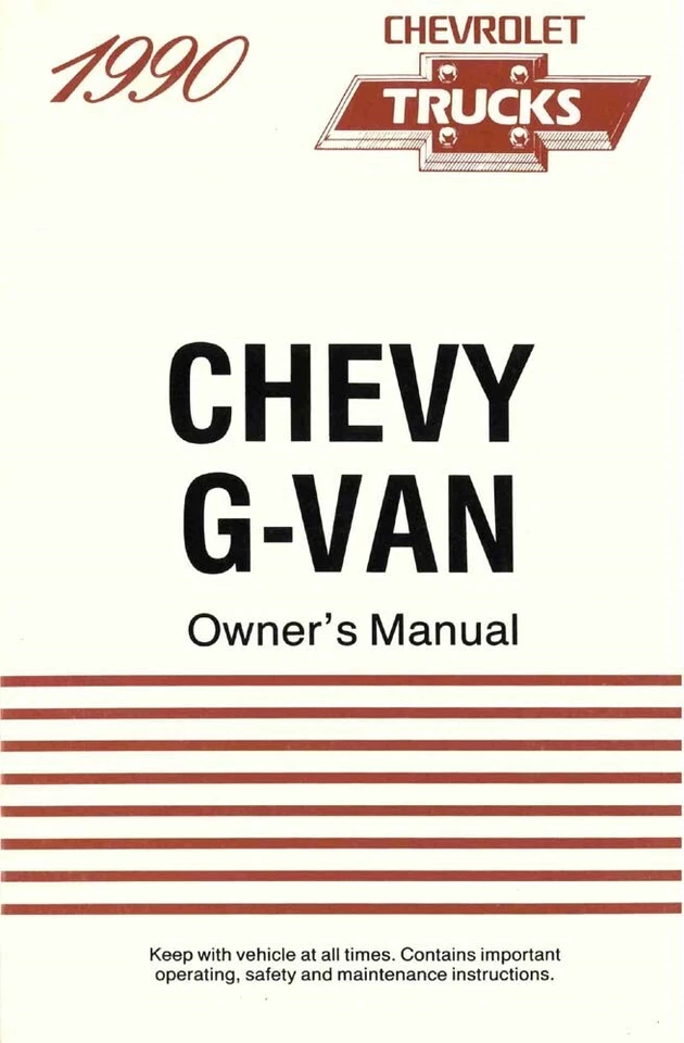1990 Chevrolet G Van Owners Manual User Guide - Изображение 1 из 1