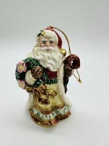 Fitz and Floyd Christmas Ornament Santa Wreath 2001 Ceramic - Picture 1 of 6