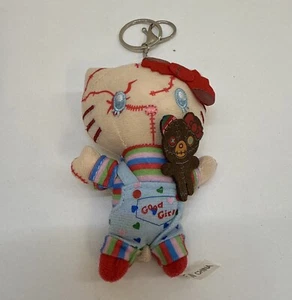 HELLO KITTY x CHUCKY  4" Plush Keychain Kawaii Anime Horror HALLOWEEN - Picture 1 of 4