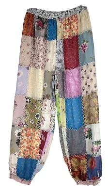 Sacred Threads Patchwork Vintage Elastic Waist Loose Pants Women’s Size S/M NEW - Image 1 of 4