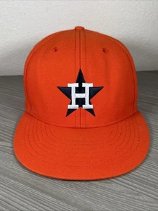 New Era Houston Astros 59Fifty Cooperstown Collection Fitted Hat Orange Sz 7 7/8 - Picture 1 of 7