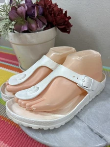 Sandalias Birkenstock Gizeh blancas con hebilla de goma para mujer talla EU 38 US 7,5 M - Imagen 1 de 13
