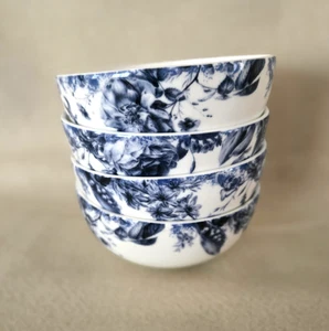 Set of 4 Mikasa Pippa Blue Floral Bone China Dessert Fruit Bowls 4-5/8" New - Picture 1 of 7