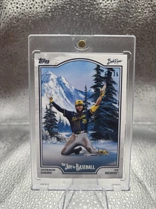 2025 Topps x Bob Ross Joy of Baseball Jackson Chourio Titanium White Autogramm /35 - Bild 1 von 2