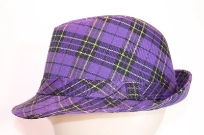 Plaid Purple & Gold Mardi Gras Felt Hat OCFM LNC - Image 1 of 4