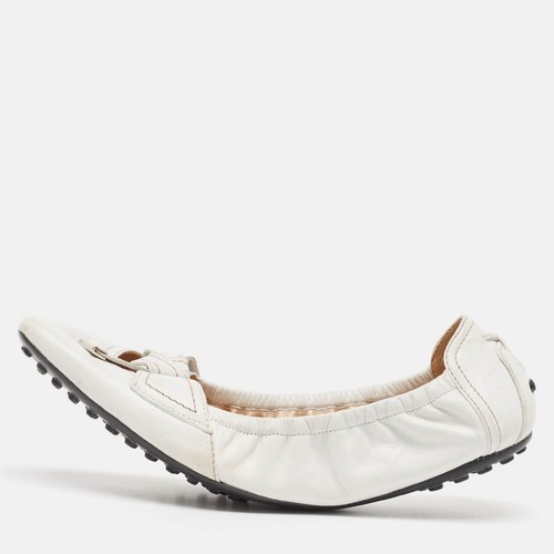 TOD’S Ballerine scrunch Tod's in pelle bianca taglia 39 5