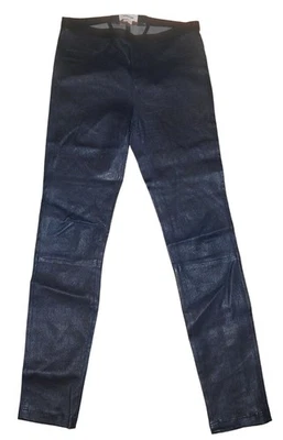 Helmut Lang Lamb Leather Navy Stretch Waist Pants Skinny Women’s Size 6 EUC - Image 1 of 4