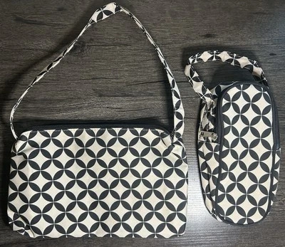 Soho Lote De 2 Estuche De Cosméticos Viaje Artículos De Aseo Bolsa Colgante Blanco y Negro Cremallera Alrededor Foto 1 de 4