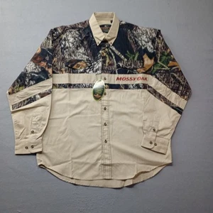 Roper Mossy Oak Shirt Mens XL Khaki Camo Western Button Up Long Sleeve Hunting - Picture 1 of 18