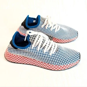 Adidas Deerupt Runner 2018 Mesh Turnschuhe mit blauen und roten Akzenten Größe 8 Herren - Bild 1 von 10