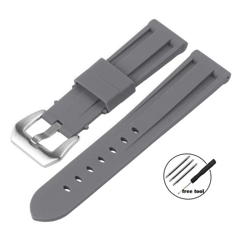 Rubber Watchband for Panerai Sport Smart Watch Replacement Strap 24mm Fashion - Image 1 of 4