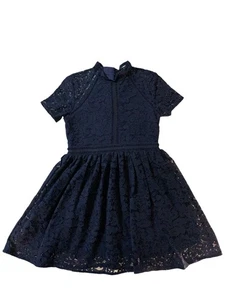 Bardot Junior Dress Girls 7 Navy Blue Lace Short Sleeve Party Special Occasion - Picture 1 of 8