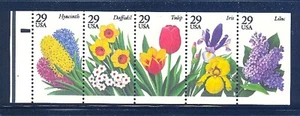 USA BOOKLET SC# 2764a SPRING FLOWERS $0.29c UNFOLDED PANE OF 5 MNH - PL# 1 - Picture 1 of 1