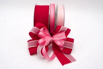 1.5" & 1/2" x 25YD + 1/4" 20YD Bloody Red Sheer Ribbon Collection(Fall & Summer - Image 1 of 4