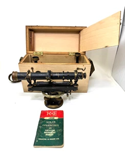 1958 Brass Transit Level Keuffel & Esser Co Survey Instrument, Box & Manual - Picture 1 of 13