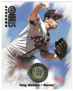Greg Maddux 1997 DONRUSS STUDIO MLB MASTER STROKES 8X10 PHOTO CARD #12 Braves SP