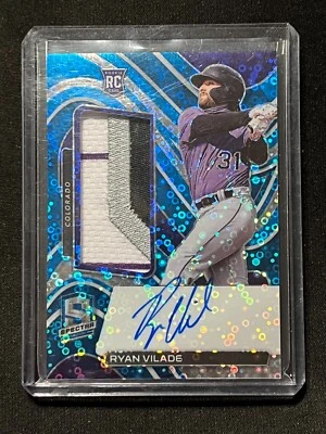 Ryan Vilade 2022 Spectra Blue Neon Rookie Jersey/Auto #92/99 - Rockies - Image 1 of 2