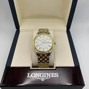 Montre automatique Longines Flagship 38,5 mm jour-date acier cadran blanc - Photo 1 sur 6